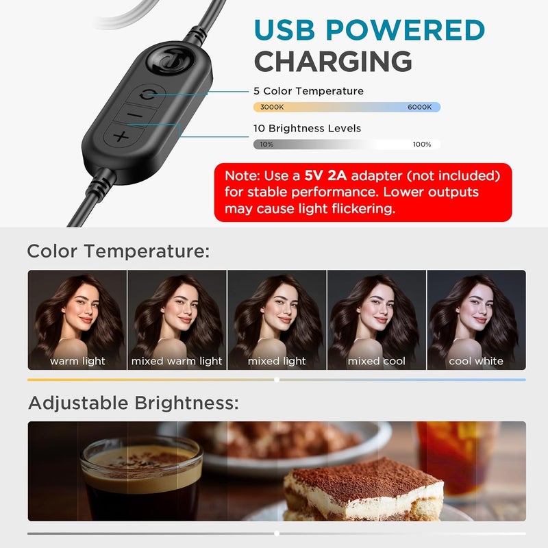 InnoGear Video Conference Light, 5" 60 LED On-Camera Video Lights for Monitor Desk LED Streaming Lighting with Desk Tripod Selfie Zoom Lighting for Computer Camera Webcam Laptop Podcast, Recording - Image 2